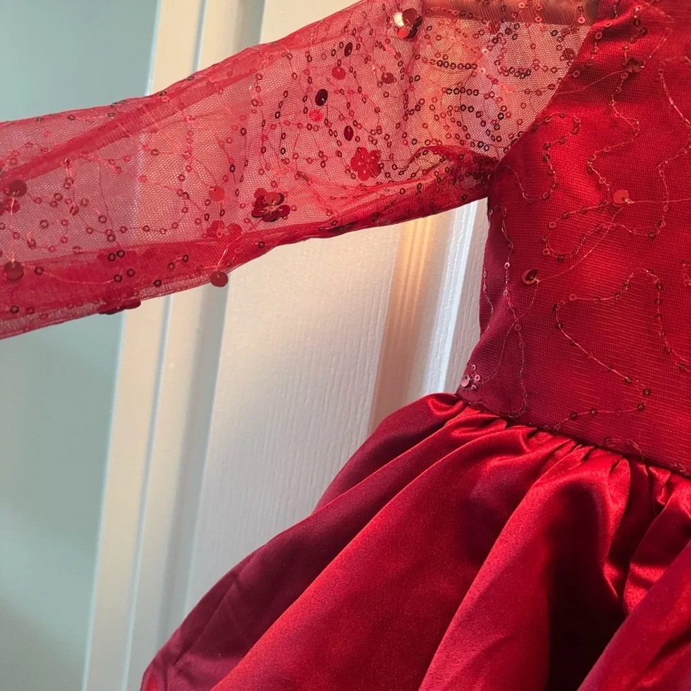 Wine red Sparkly sequin puffy tulle princess dress